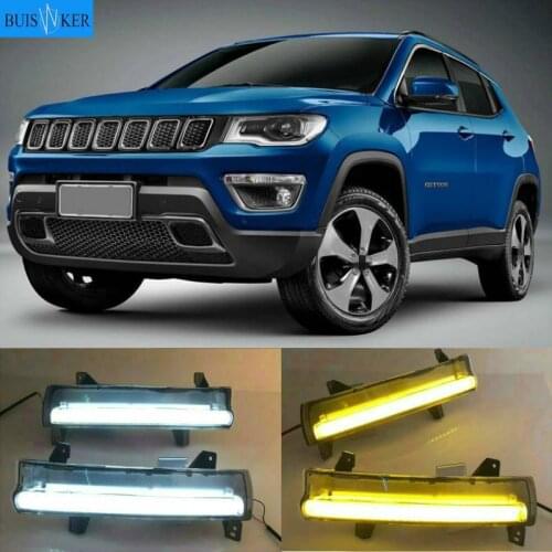 2 pcs car styling For Jeep Compass 2017 2018 LED DRL Daytime driving Running Lights Daylight Waterproof Lamp yellow turn signal