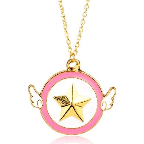 Dongsheng 2018 Hot Anime Cardcaptor Sakura Star Wings Pendant Necklace Fashion Card Captor Sakura Necklace Cosplay Women Gifts
