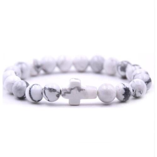 FYSL Handmade Weave Cross Connect Many Color Quartz Stone Elastic Bracelet for Prayer Gift Jewelry