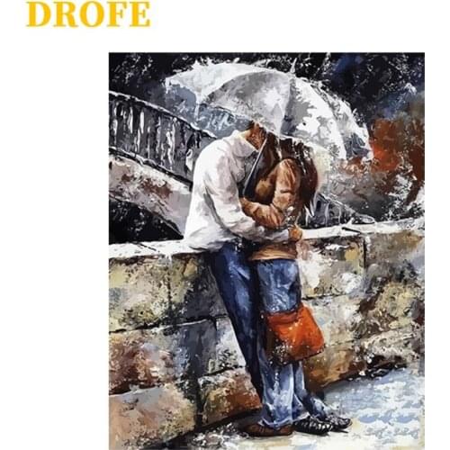 DROFE Frame DIY Painting By Numbers Kits Kissing Lovers Figure Wall Painting Modern Home Decor Paint By Numbers For Artworks