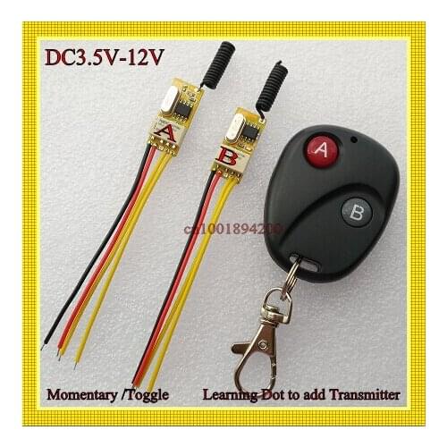 Button Wireless Switch Circuit Remote Control Switch 3.7V 4.5V 5V 6V 7.4V 9V 12V Small RF Controller Momentary Toggle NC NO COM