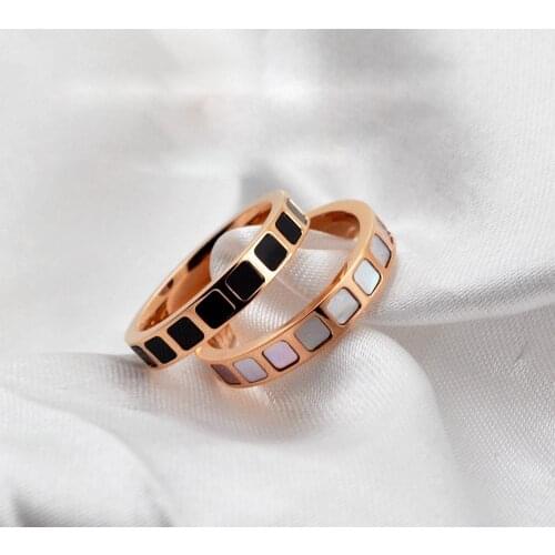 Color Shell Black Face Rose Gold ring Rose Gold Hot Selling Rings Jewelry For Women
