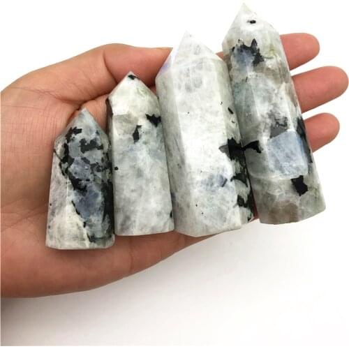 Beautiful 1PC Natural White Moonstone Quartz Obelisk Crystal Wand Point Tower Healing Stones Specimen Natural Quartz Crystals