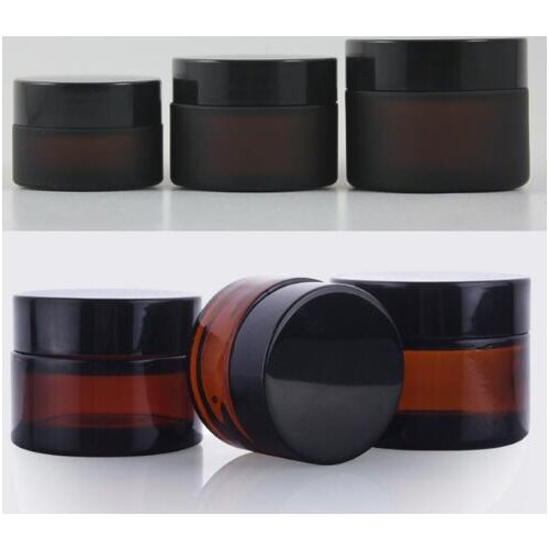 20g 30g 50g matte brown and Transparent glass cosmetic containers cream jar Frosted glass bottle for cosmetic packaging