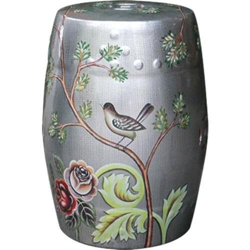 Fashion chinese style decoration flower and bird design ceramic garden stool seat