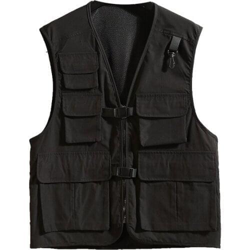 2021 Men Army Green Jacket Mens Quick-drying Vests Outdoor Multi-Pocket Waistcoat Summer Male Hiking Cargo Vest M-5XL