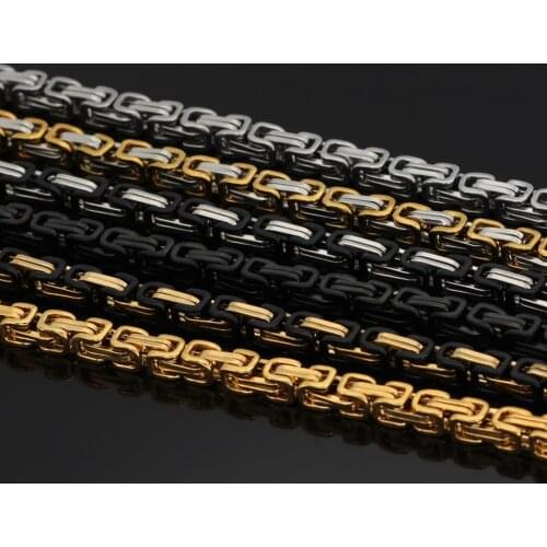 Mens Stainless Steel Mechanic Chunky Byzantine Chain Bracelet and Necklace Jewelry Set