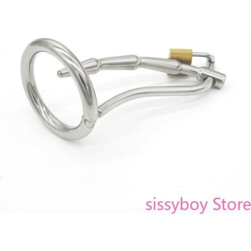Stainless Steel Male Chastity Belt with Urethra Inserted Into Male Chastity Device Brand New Sex Toys Horse Eye Stick