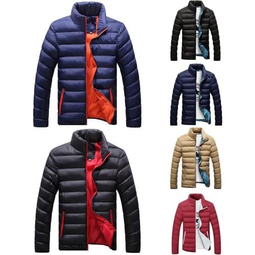 Men Winter Stand Collar Zip Cotton Liner Warm Outerwear Slim Down Coat Jacket men Clothing пуховик мужской зимний 2020