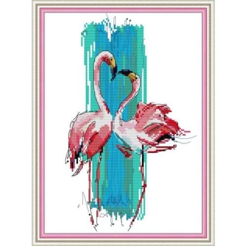 Flamingo Dance Chinese Counted Cross Stitch Kits for Embroidery Kit 14ct 11ct Counted Printed Canvas DIY Handmade Needlework Kit