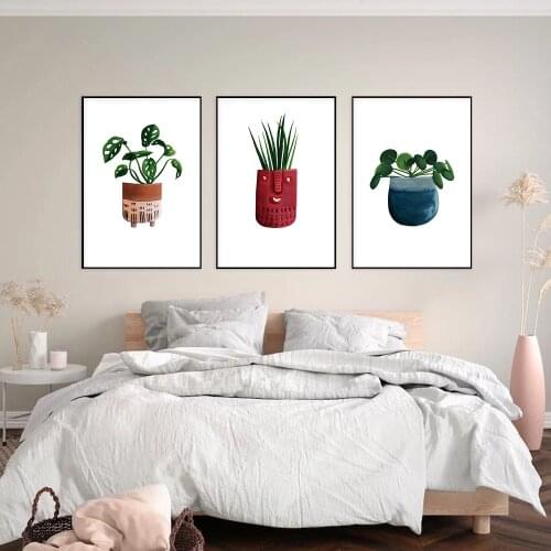 Houseplant Green Potted Plants Wall Art Canvas Painting Nordic Posters and Prints Wall Pictures for Living Kids Home Decoration