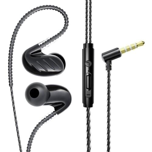 Double Moving Coil In-ear 3.5mm Plug HiFi 6D Heavy Bass Wired Earphone with Mic