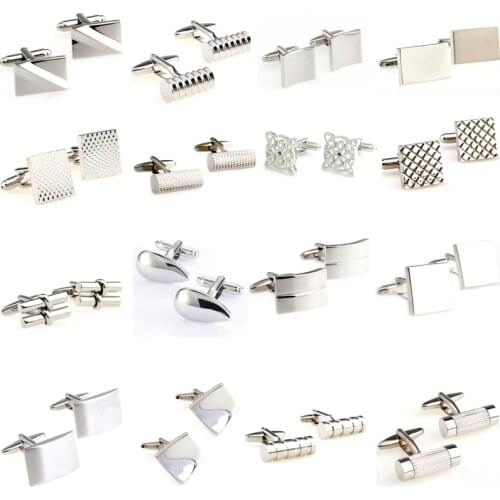 Siver Color Stainless Steel Metal Cufflink Cuff Link 1 Pair Free Shipping Big Promotion