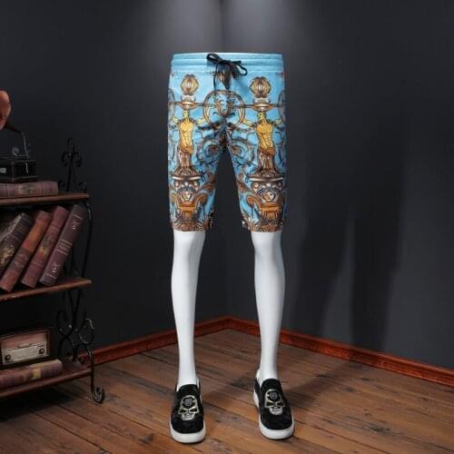 Mens Shorts Casual Slim Fit Streetwear Short Hombre Short Masculino 5XL-M 2020 Summer Clothing New Gold Printing Shorts Men