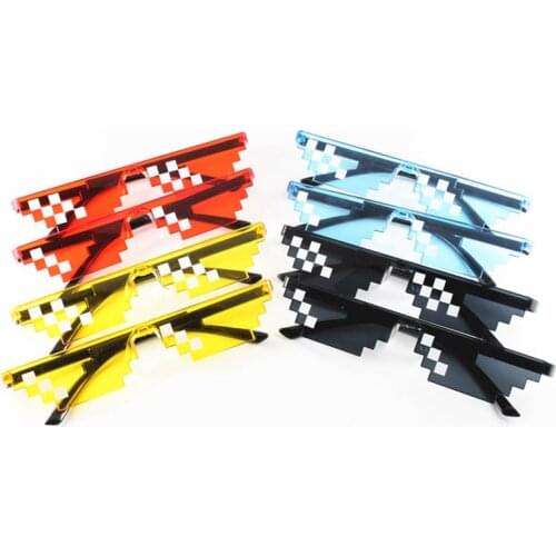 Thug Life Mosaic Glasses Sunglasses Men Women 8 Bit Coding Pixel Trendy Cool Super Party Funny Vintage Shades Eyewear Funny toy