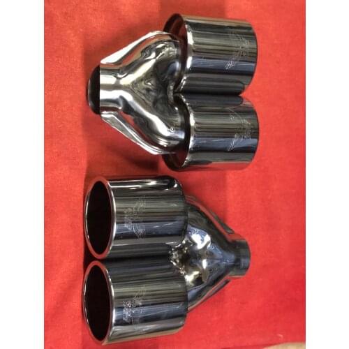 1pair 100mm 10cm Universal Double Exhaust Tip skewed exhaust Exhaust System End Pipe Stainless Steel Car Exhaust Pipe Double Tip