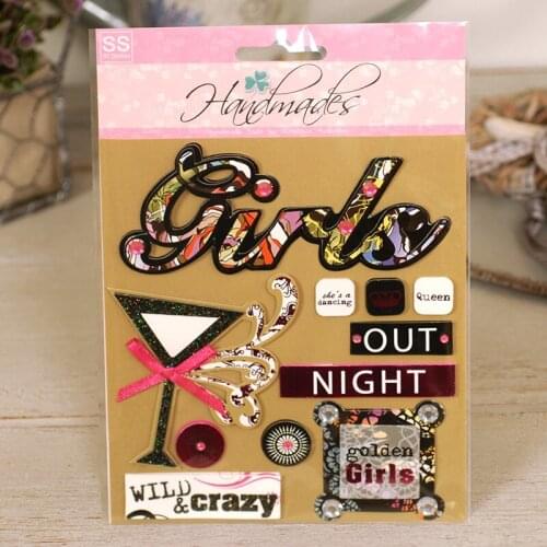Vintage 3D paperboard cutting die sticker DIY scrapbooking decoration design of labels letters remarks