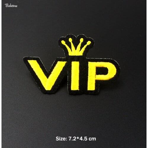 Yellow Crown VIP Hot Iron on Patch for Clothing Embroidered Creative Badges for Jacket Jean Stickers Patchwork