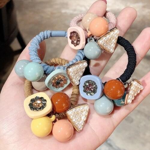 Fashion Pearl Hair Rope Bracelet Scrunchie Women Elastic Hair Rubber Bands Accessories for Girls Tie Hair Ring Headdress Holder