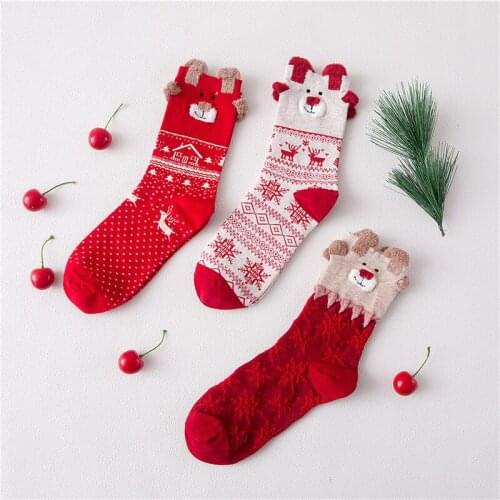 Women socks Casual winter Christmas Socks deer Socks Cotton Cartoon Keep Warm lady harajuku Socks Christmas Gift streetwear