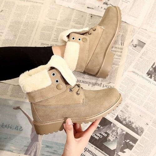 Women Snow Boots 2020 Winter Warm Fur Ankle Shoes Lace-up Female zapatos de mujer luxury shoes women designers W20-10