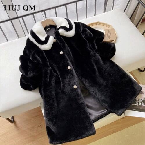 2021 Winter Clothing Women Fashion Jacke Lotus Leaf Collar Faux Fur Coat Female Long Fur Jacket Warm Parka Furry Coat Plus size