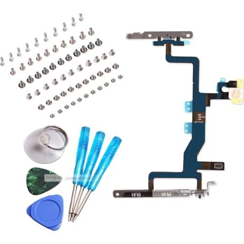 1pcs Power Switch With Metal Bracket Flex Cable For iPhone 6S 6S Plus Volume Control Button Ribbon With All Screws +A Set Tools