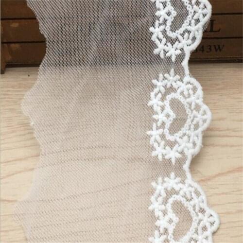 1Yard/lot Width:9.9cm 2 Colors Stylish cotton embroidered mesh lace Garment lace trims trimmings DIY Sewing accessories