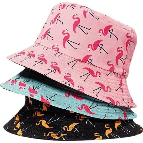 2021 Luxury Panama Bucket Hat Men Women Summer Bucket Cap Flamingo Print Bob Hat Hip Hop Gorros Fishing Fisherman Hat