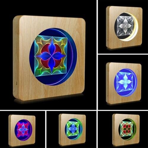 4-Color Eye Protection 3D Lamp Four Leaf Clover Led Rugby Photo Frame Light Moon Heart Ornaments