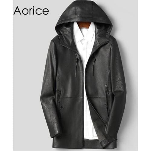 Aorice Men Genuine Sheep Skin Leather Long Jacket Coat Male Brand New Real Casual Leather & Suede Suit Jackets Coats MT166