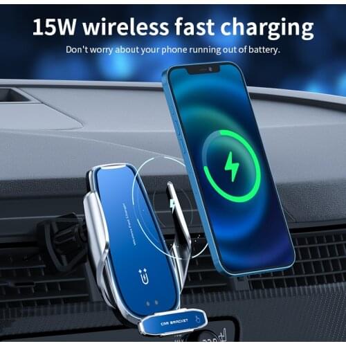 Wireless charger car phone holder smart induction 15W fast charging for iphone 13/12/11/8Plus Samsung S8/9 Huawei P40 Xiaomi 10