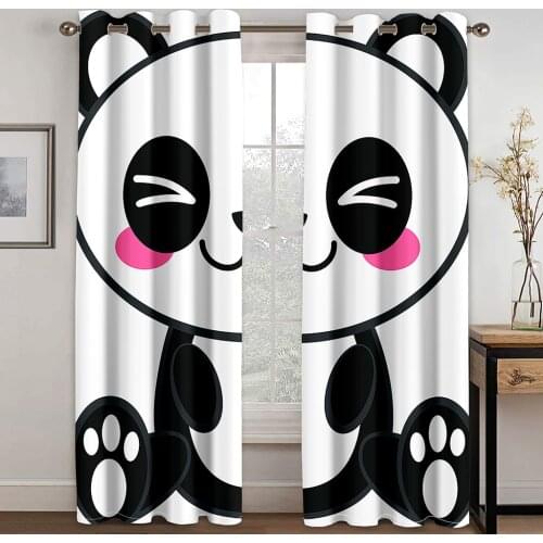 Large Cute Cartoon Panda Curtain Living Room Bedroom Curtain Home Decoration Curtain Suitable for Children and Adults Curtain