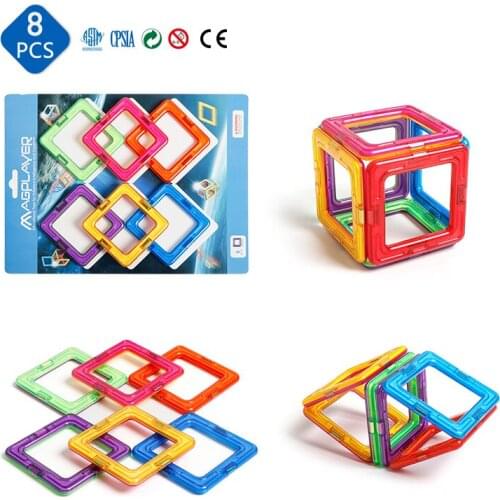 Big Size 8PCS Magnetic Building Blocks Standard Size Square Construction Magnets Designer Blocks Educational Toys for Children