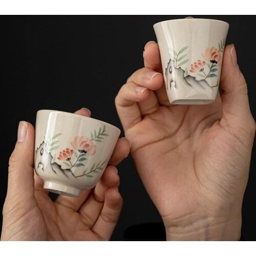 Pure Handmade Master Teacup Single Mug Home Tea Set Retro Hand-painted Bowl