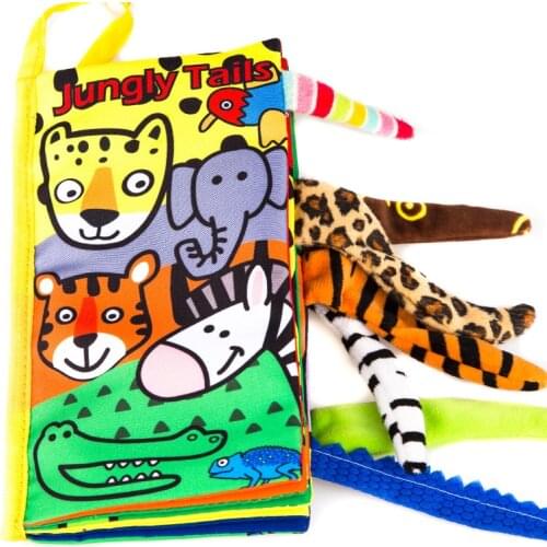 Baby Infant Toys Baby Cloth Book Early Learning Educational Toys with Animals Tails English Story Soft Cloth Development Books