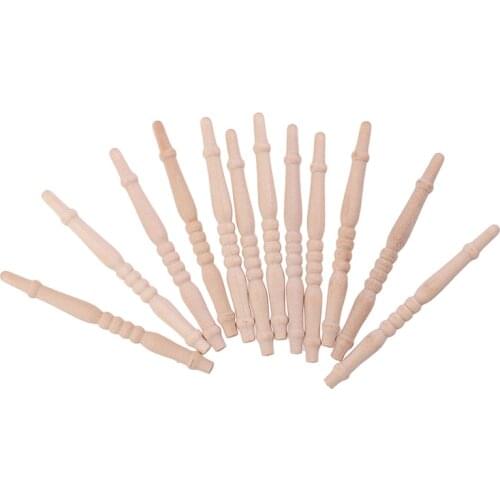 DIY Spindles Balusters Wooden Dollhouse Miniature 1/12 Scale Stair Railing Furniture Toys