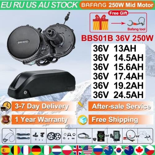 Bafang MM340.250 BBS01B 36V 250W Mid Drive Motor Electric Engine with 36V 15.6AH 17.5AH LG Samsung Cells Lithium Battery Kits