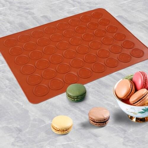 Cake Mould 48-hole Macron Silica Gel Cake Mould Anti-slip Anti-scald Multi-function Chocolate Color Baking Mat Kitchen Supplies
