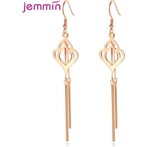 Explosion Sale Heart Pattern 925 Sterling Silver Shiny Hook Earrings Tassel Long Dangle Ear Accessories Chain Drop Shipping