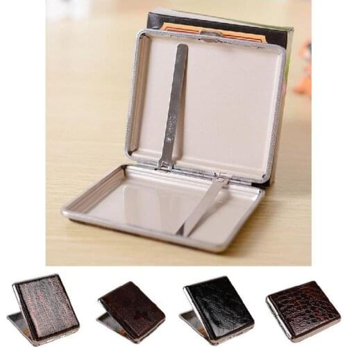 Retro Leather & Metal Cigarette Box Pouch Case Holder Tobacco Storage Container TS1