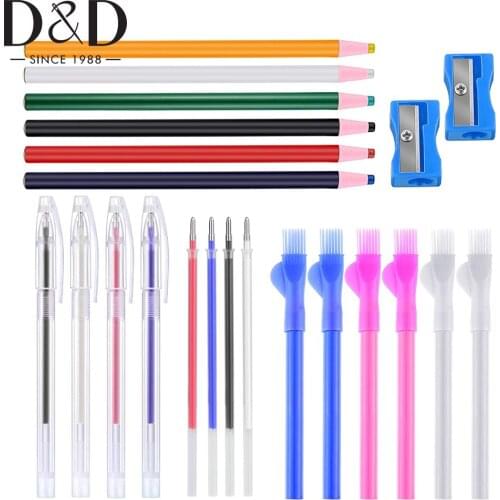 22PCS Sewing Fabric Marker Tracing Tool Include Heat Erasable Fabric Marking Pen Water Soluble Tailor Pencil Sewing Chalk Set