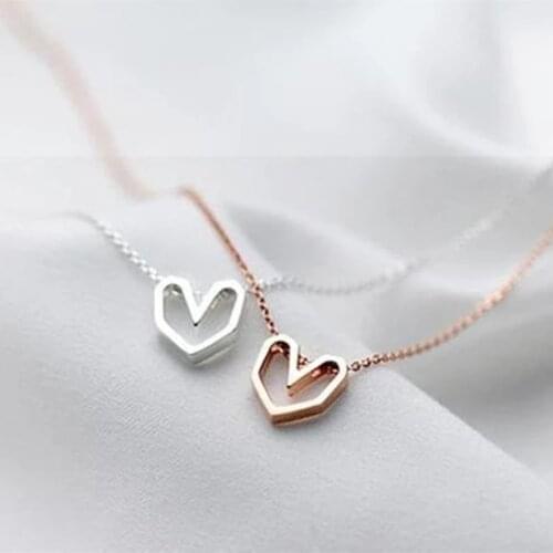Minimalist Femme Heart Necklaces Charm Origami Necklace Women Boho Jewelry Ketting Stainless Steel Chain Choker Gift For Girl
