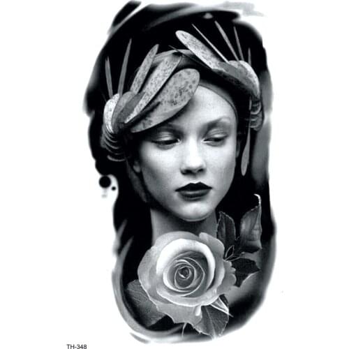 Miss Rose Waterproof Temporary Tattoo Sticker On Body Art Tattoo Beauty Flower Fake Tattoo Henna Temporary Tatoo Sleeve