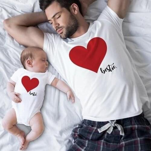 2020 Family Matching Clothes Heart Man Women T Shirt Daddy and Outfits Father Son Dad Baby Boy Kids Look Torridity