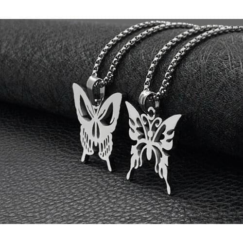 Fashion butterfly pendant wispy all-match titanium steel necklace jewelry all-match student necklace