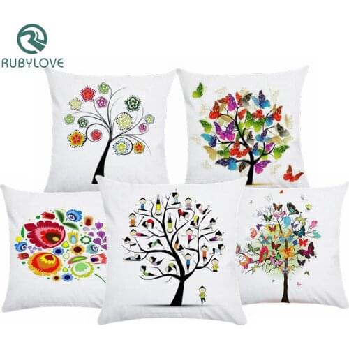 Soft Plush Decorative Cushion Covers Colorful Flower Throw Pillow Case Palm Leaf Flower Cushion Case Sofa Car Home Decor