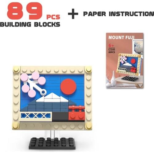 MOC DIY Pixel Art Bricks Famous Paintings Mini Building Blocks Mount 3D Fuji Home Decoration PaintingCreative Childrens Gifts