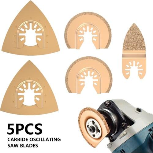 5pcs Carbide Oscillating Saw Blades Set Electric Tool for Quick Change Multi-tools Tile Prorous Concrete Cement Ceramics Cutter