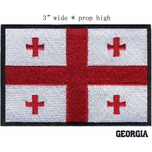 3" wide Georgia embroidery flag patch for cartoon applique patches/100% embroidery/red cross